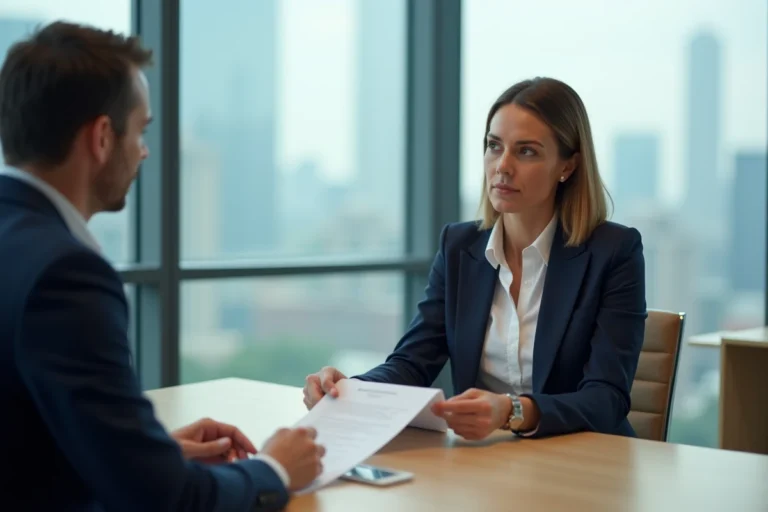 Commerciale professionnelle présentant une proposition à un client lors d'une réunion de conversion en contrat