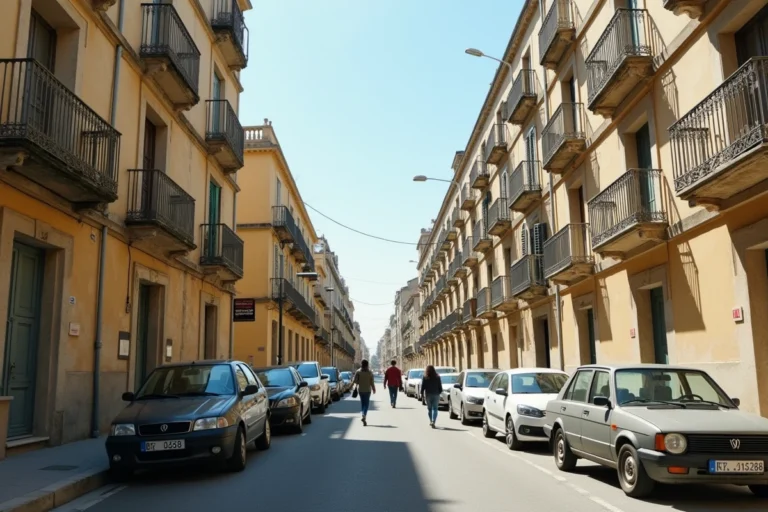 Rue typique du 9e arrondissement de Marseille avec immeubles résidentiels et passants en journée
